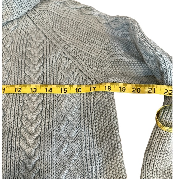 Talbots cable knit ribbed turtle neck sweater, size large petite, light … - Picture 4 of 9